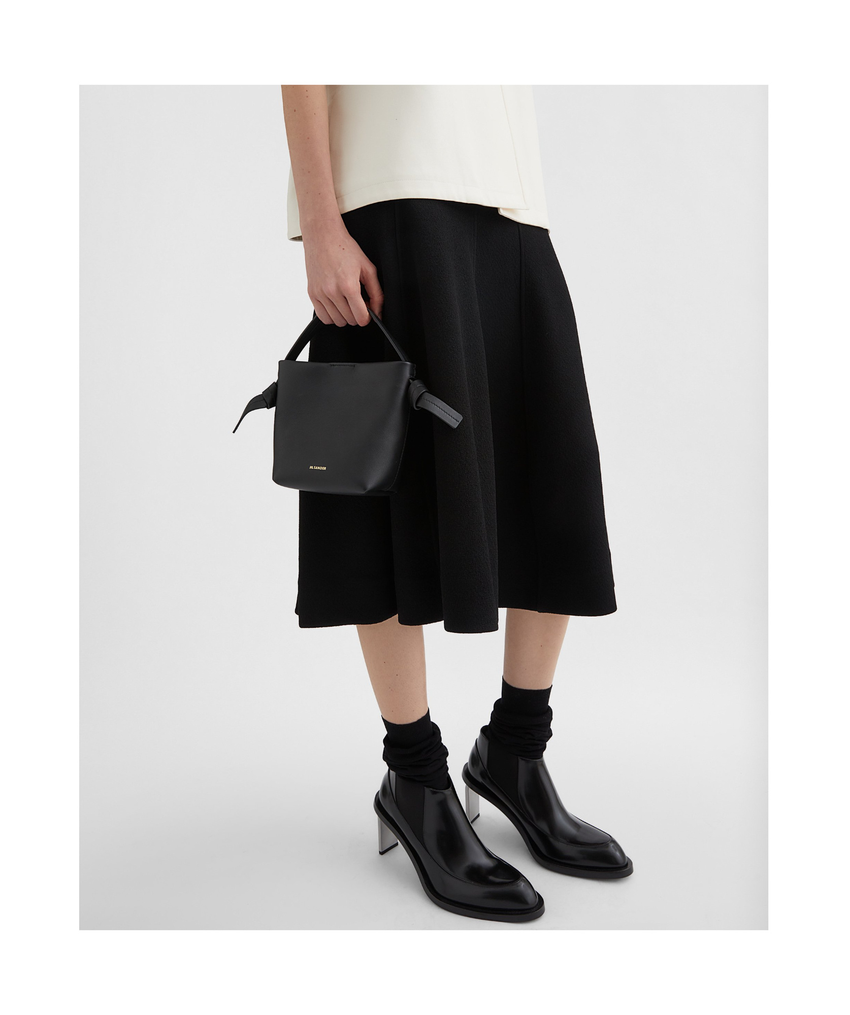 Jil Sander Knot Hobo Mini Shoulder Bag In Black