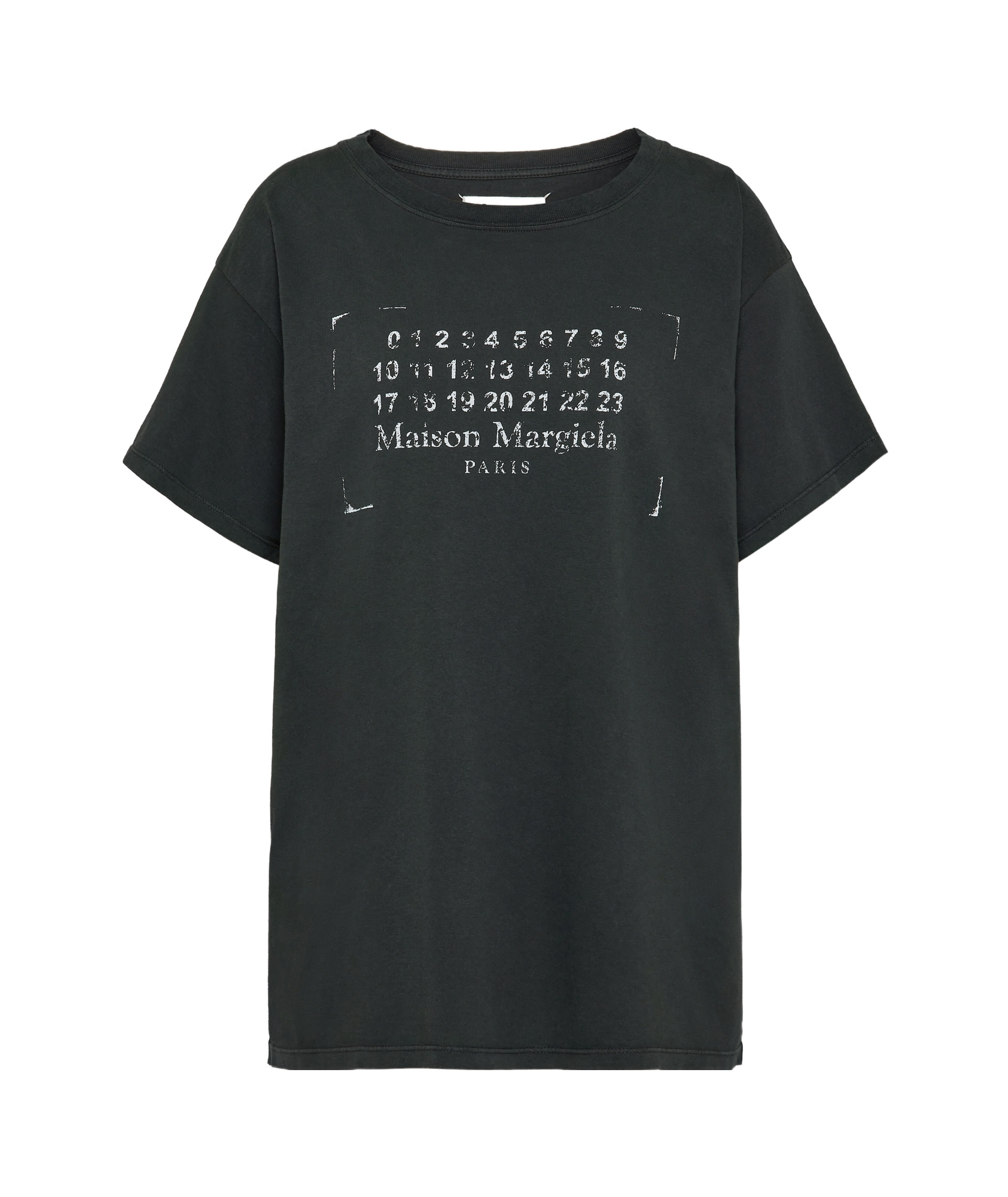 Maison Margiela Cotton Crew Neck T-shirt With Logo Print In Black