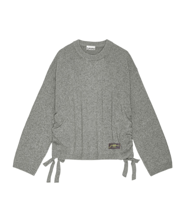 Ganni Gray Future Mixed Wool Oversized Sweater In Gray
