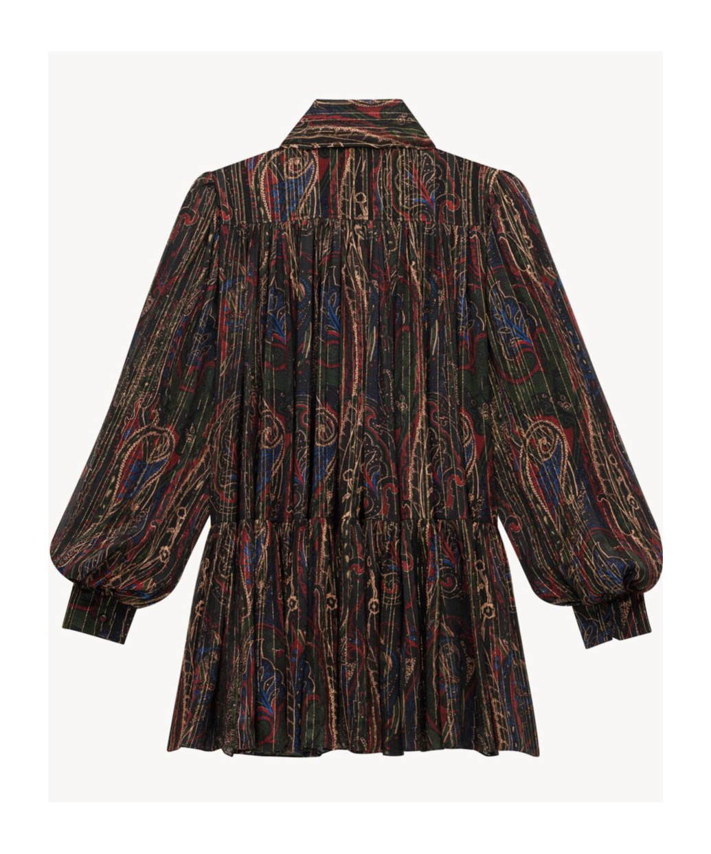 Saint Laurent Silk-blend Patterned Mini Dress In Black