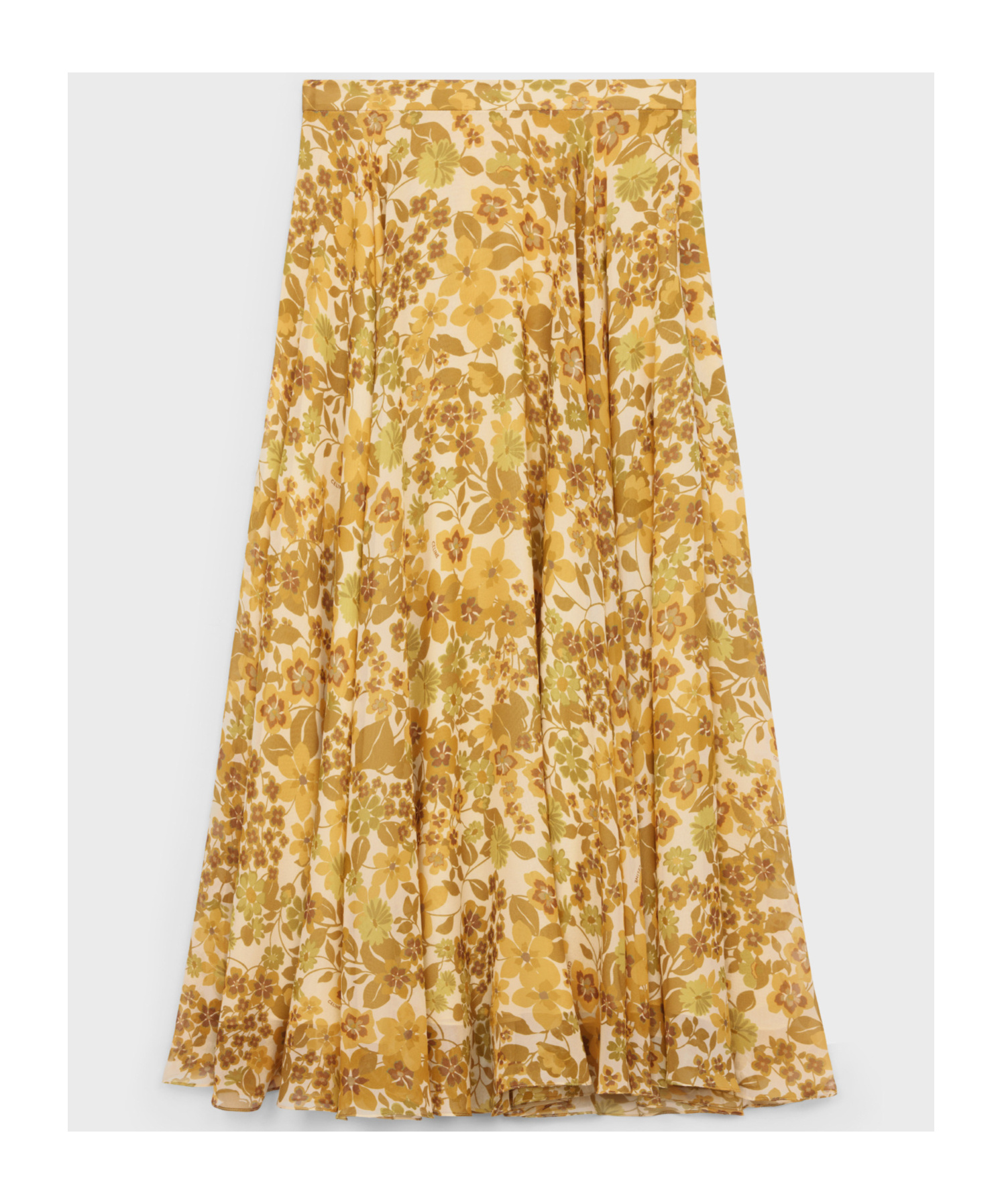 Celine Midi Skirt In Silk Georgette In Cream/bronze