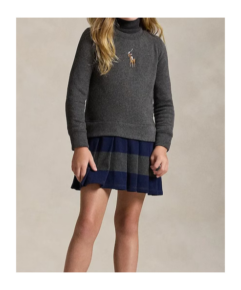 Polo Ralph Lauren Crew-neck Pleated Dress In Black