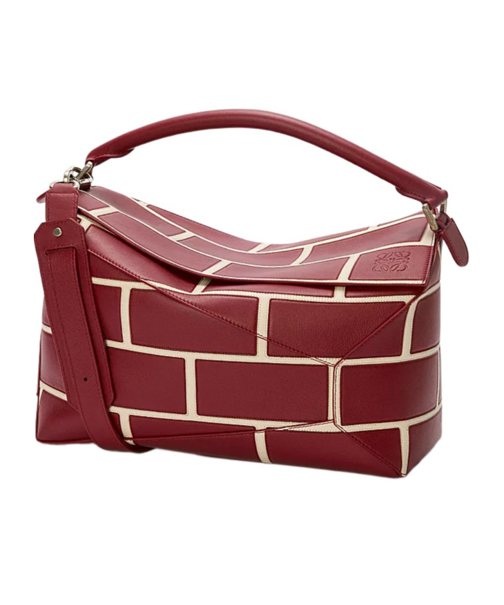Loewe Large Puzzle Edge Shoulder Bag In Burgundy