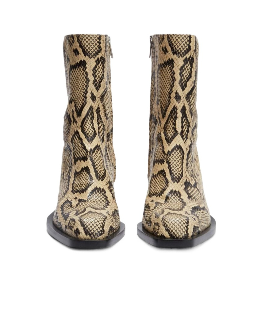 Jil Sander Snakeskin Embossed Leather Boots In Nude