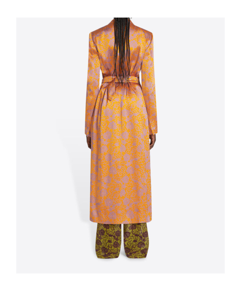 Dries Van Noten Jacquard Single-breasted Coat In Orange