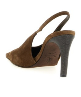 Brunello Cucinelli Slingback High Heel Sandals In Brown