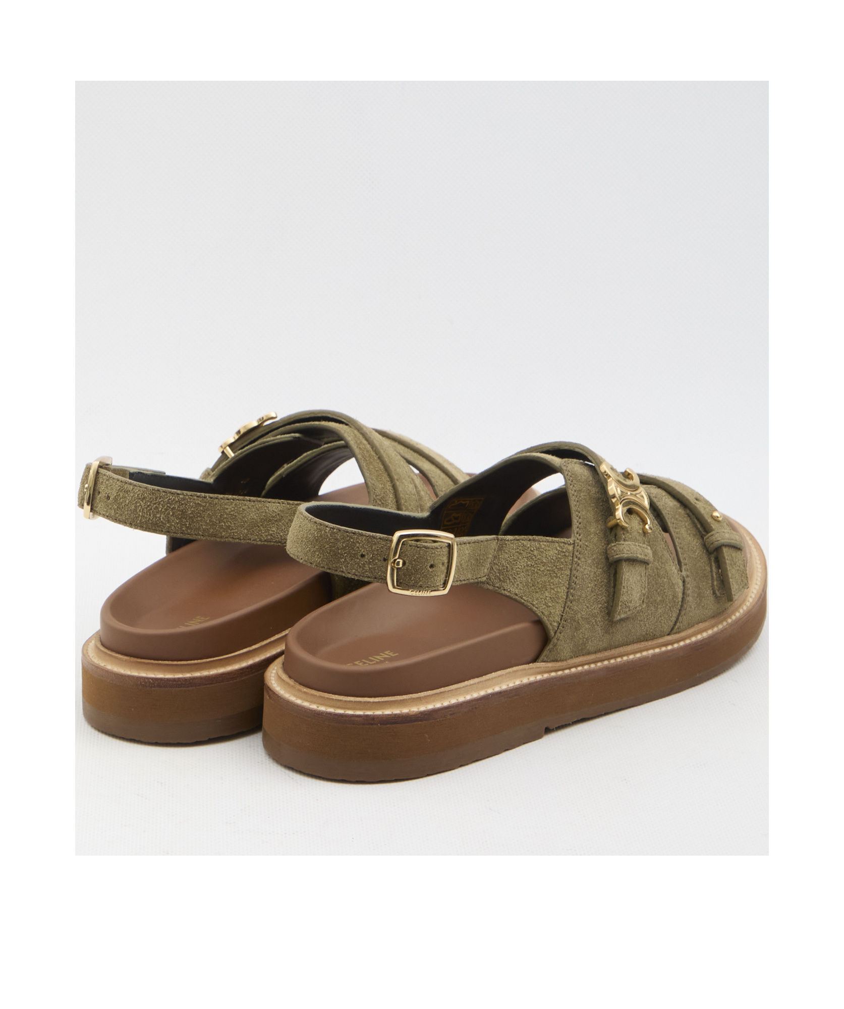 Celine Tippi Flat Sandals In Brown