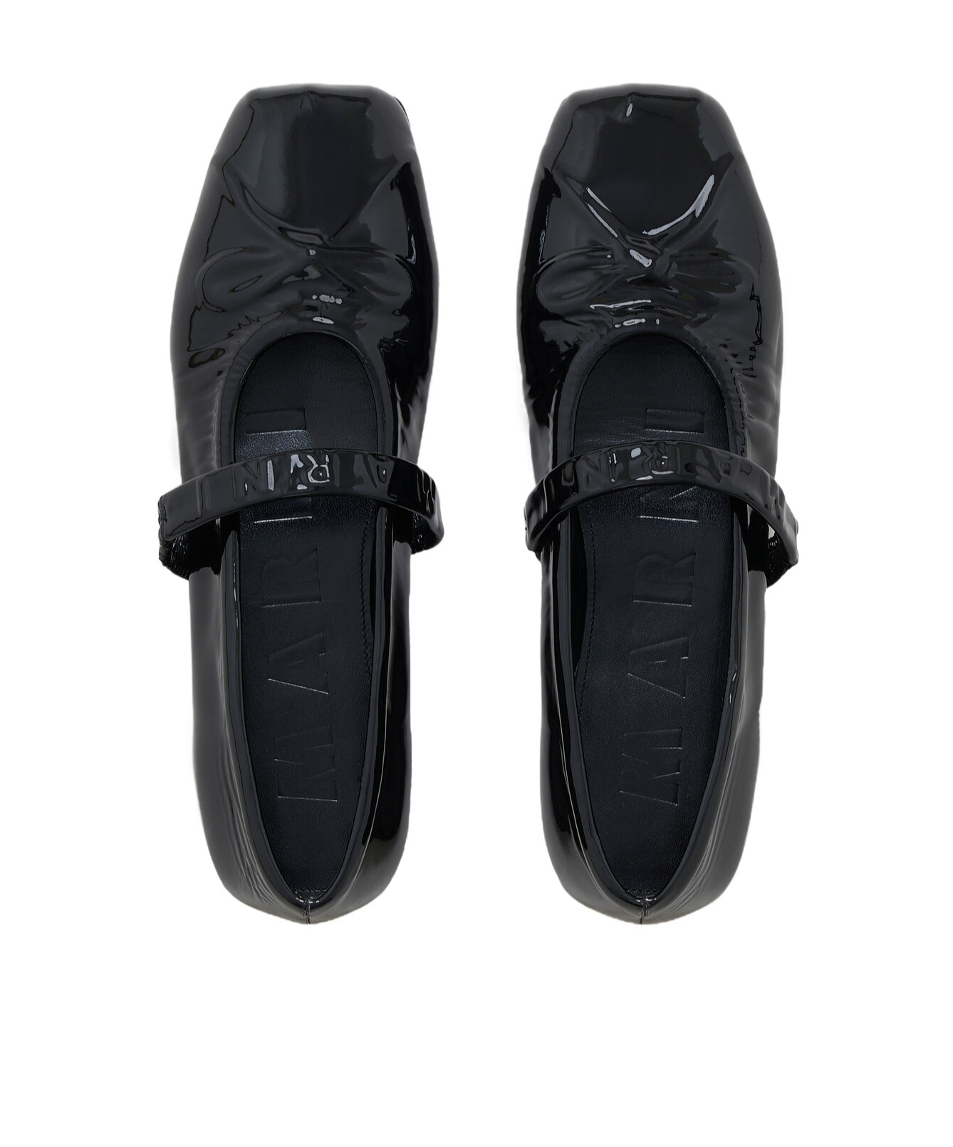 Marni Black Ballerinas With Embossed Bow Detail On The Front In Leather Woman In Black