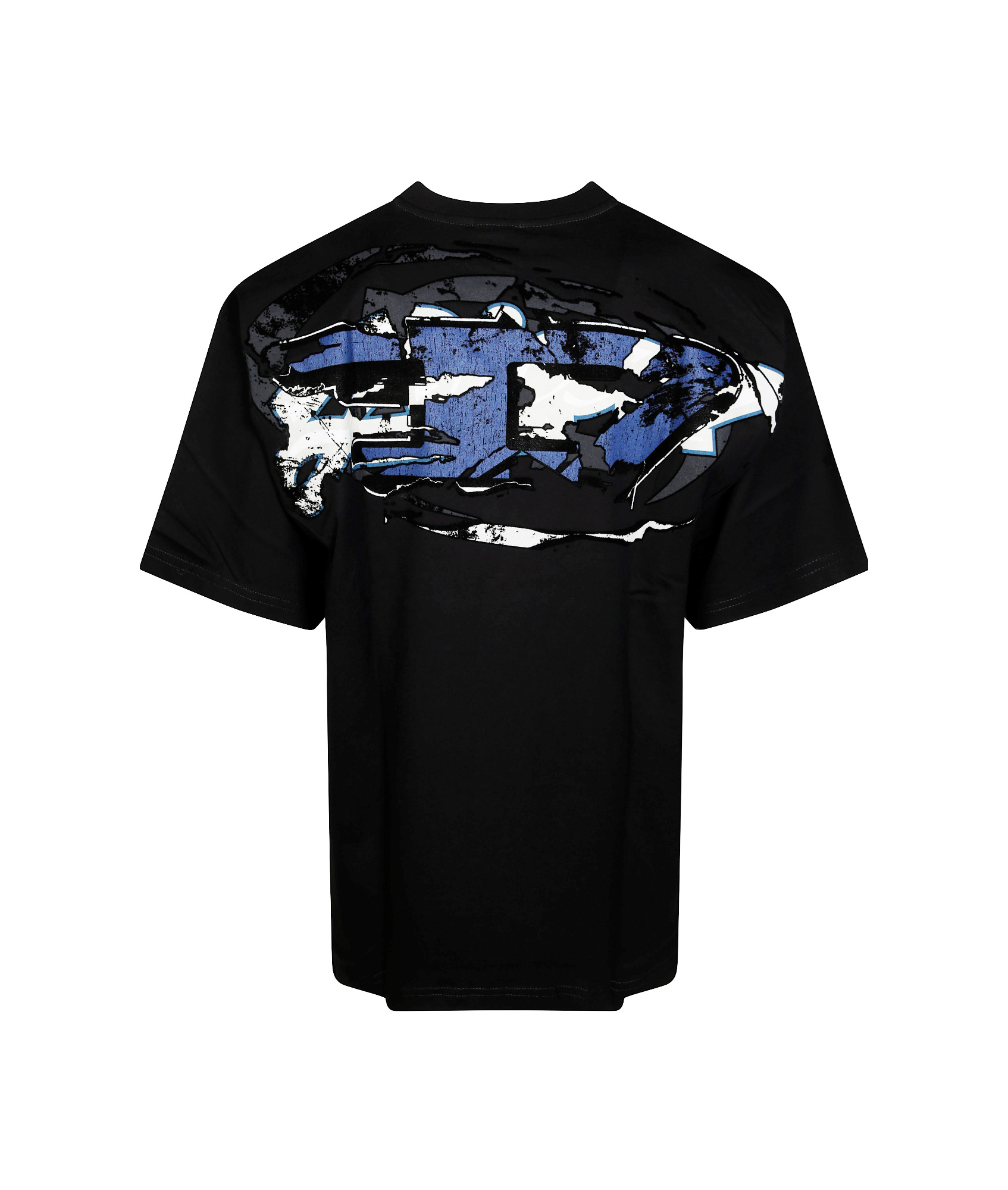 Diesel T-boggy-megoval-d T-shirt With Tonal And Contrasting Logo Embroidery In Black