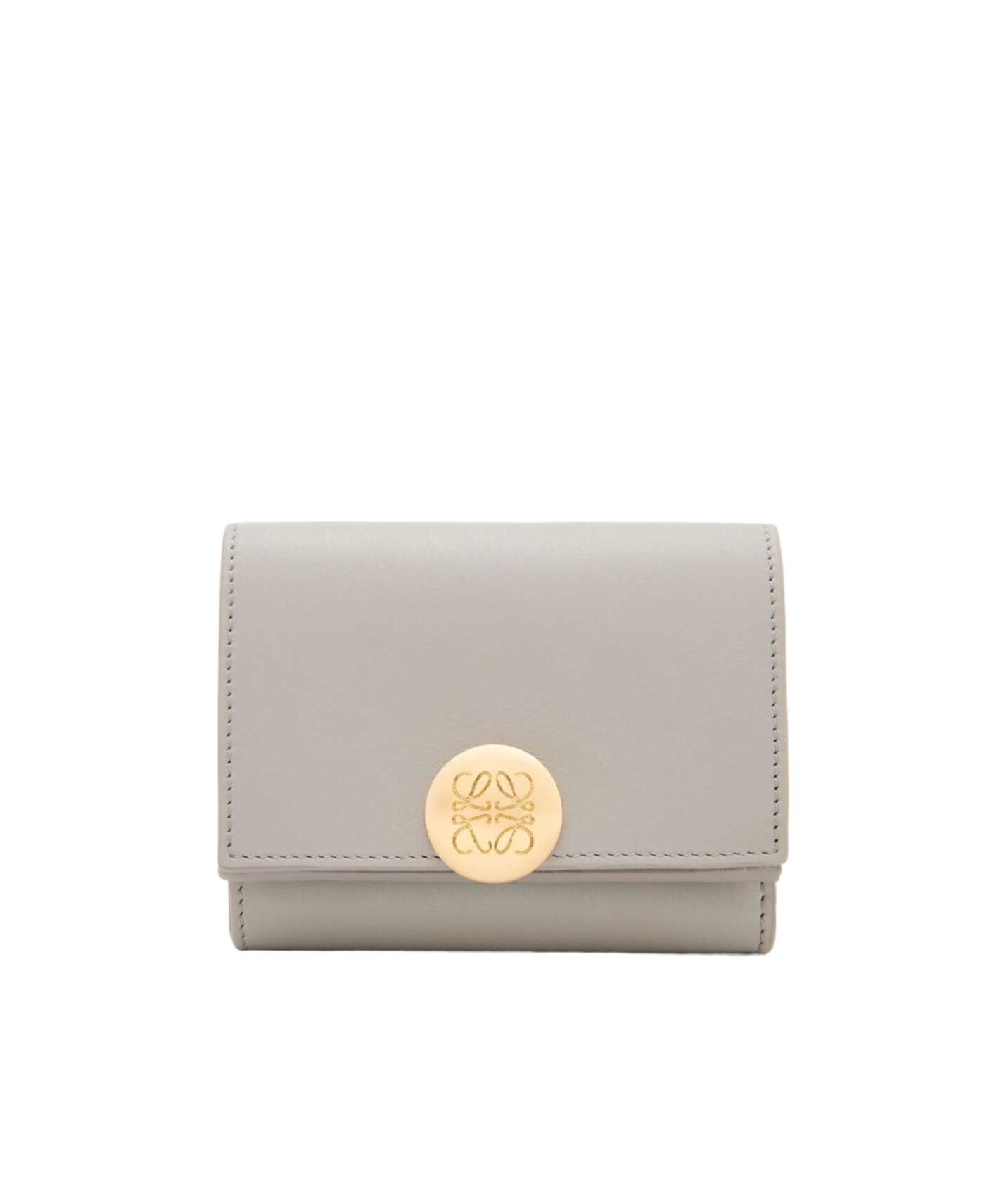 Loewe Portefeuille À Trois Volets Pebble En Cuir De Veau Nappa Brillant In Gray