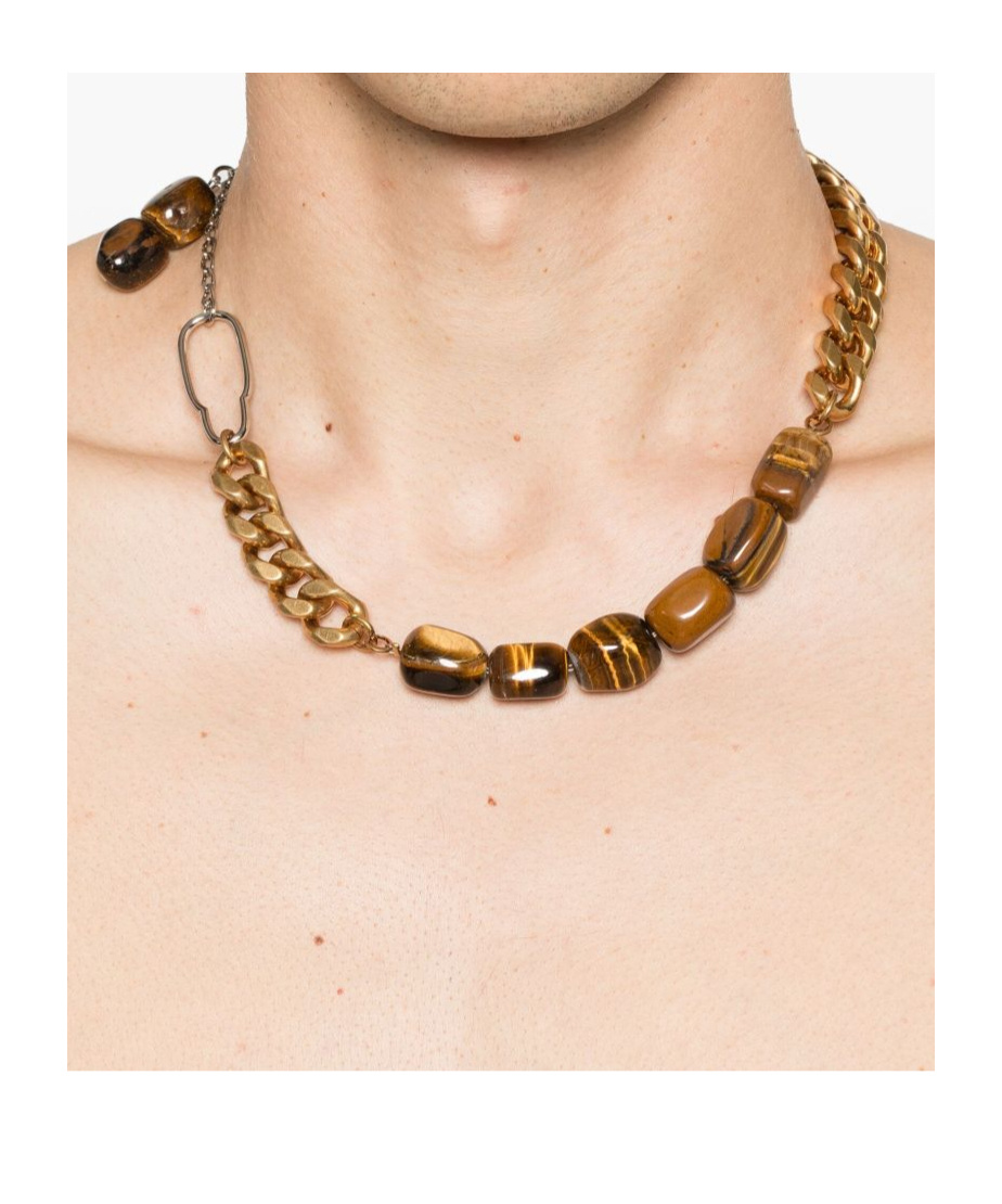 Dries Van Noten Tiger-eye Necklace In Neutral