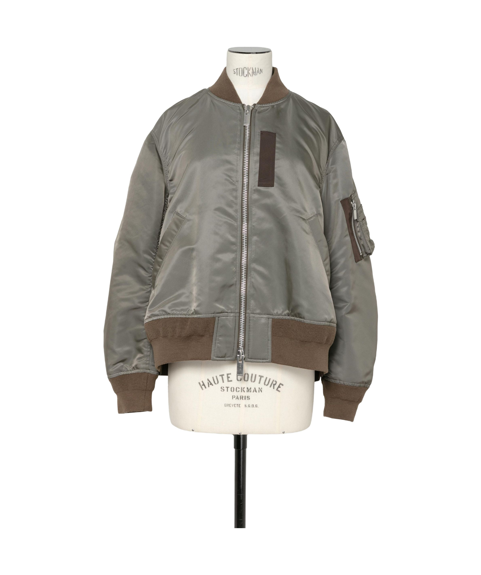 Sacai Twill Zipper Jacket In Gray