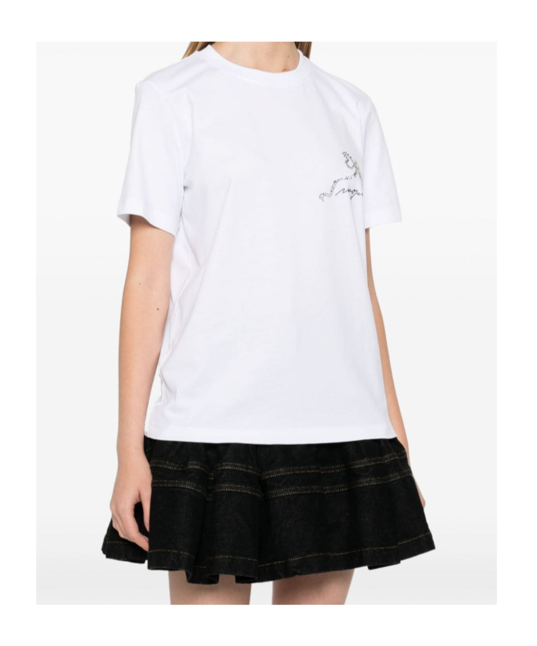 Msgm Crystal Ribbon Graphic T-shirt In White