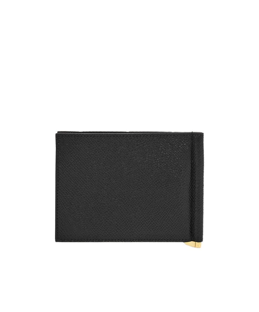 Ferragamo Gancini Bi-fold Wallet In Grained Leather In Black