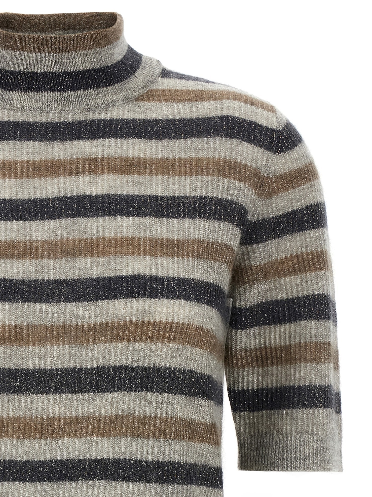 Brunello Cucinelli Lurex Wool Cropped Sweater Sweaters And Cardigans Multicolor