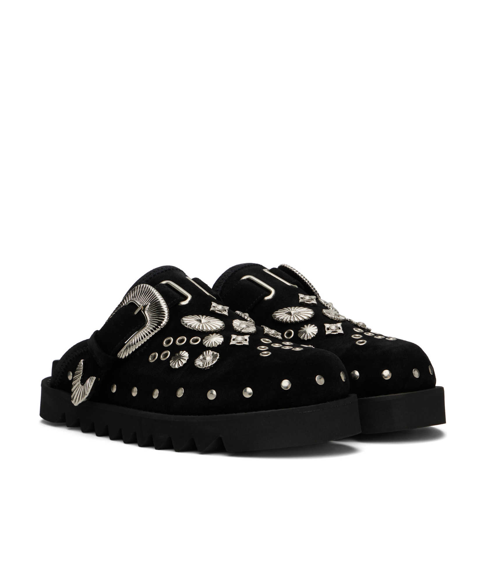 Toga Virilis Ssense Exclusive Brown Leather Studded Clogs In Black