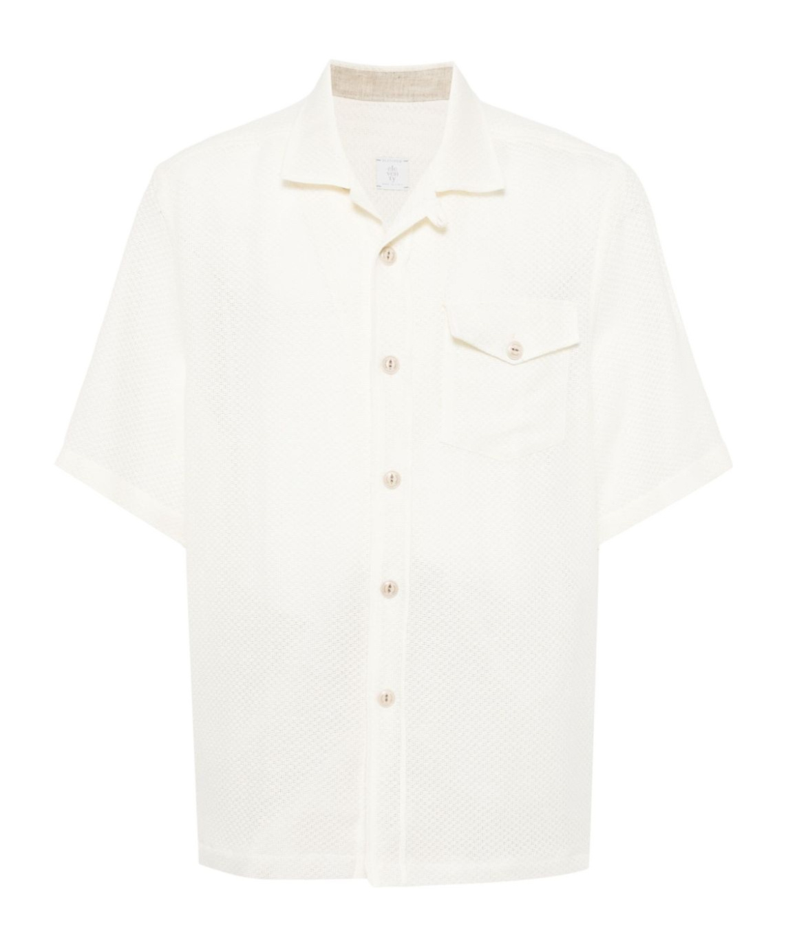 Eleventy Short-sleeve Pointelle-knit Shirt In White