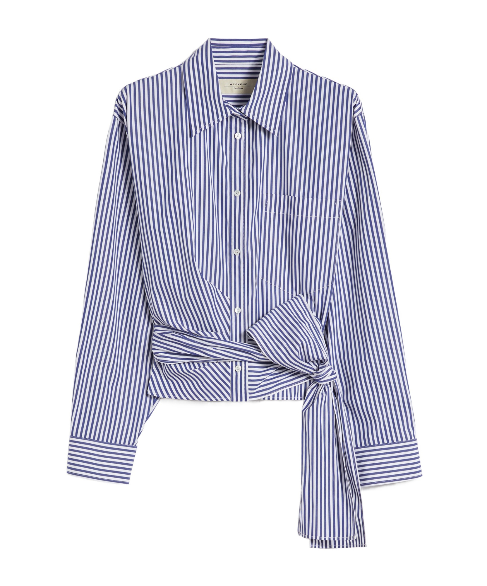 Weekend Max Mara Draped Cotton Shirt In Blue