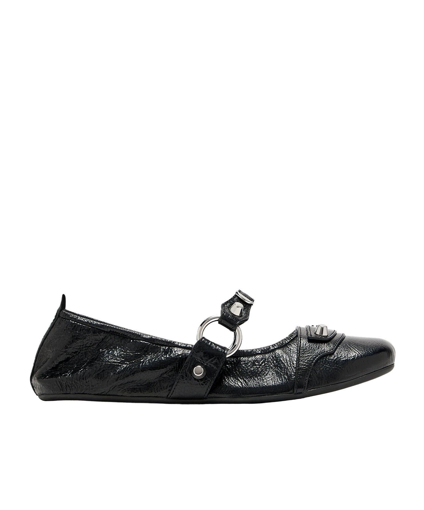 Balenciaga Black Lamb Leather Shoes With Striking Metallic Accents In Black