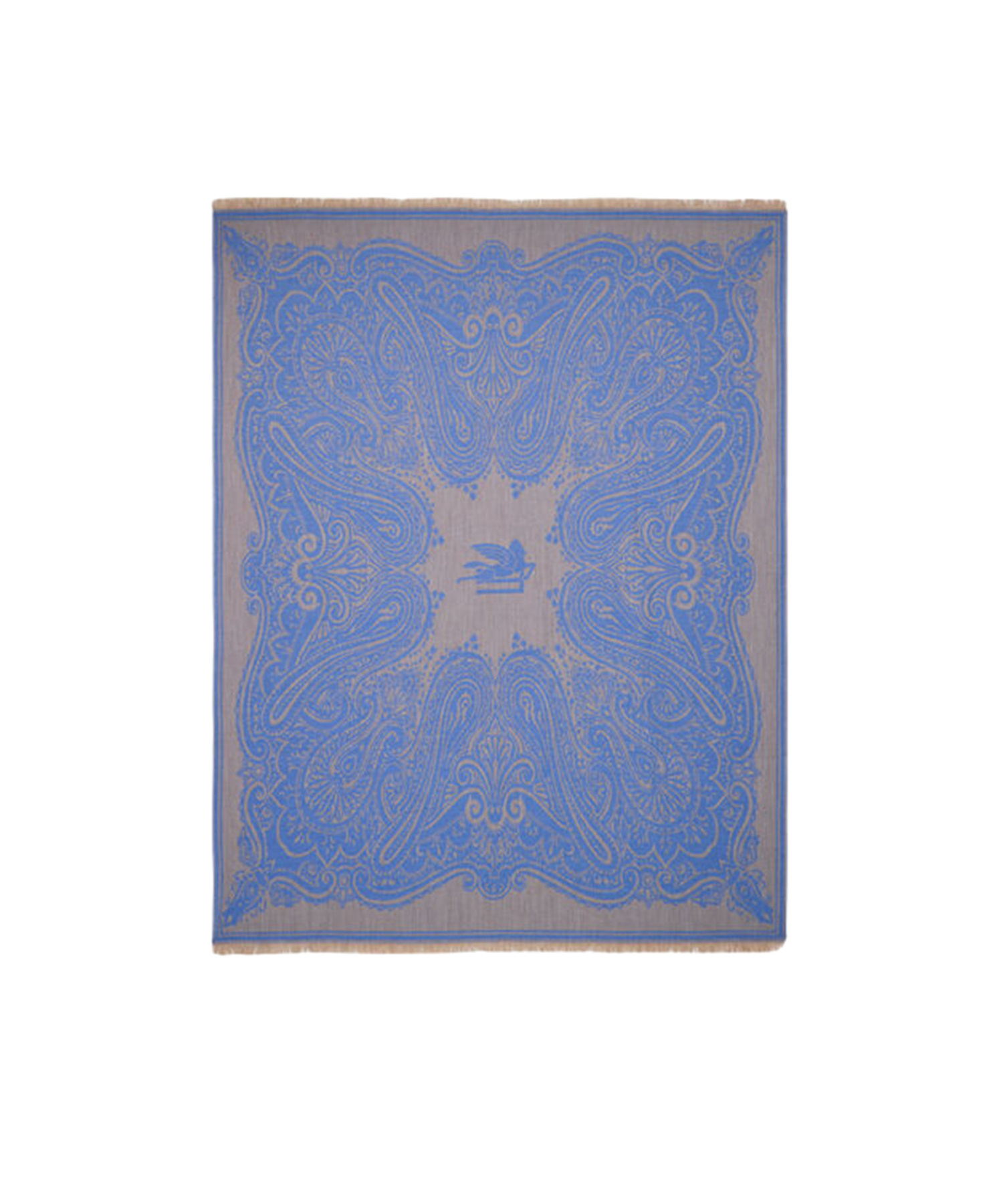ETRO WOOL THROW BLANKET WITH JACQUARD LOGO AND PAISLEY
