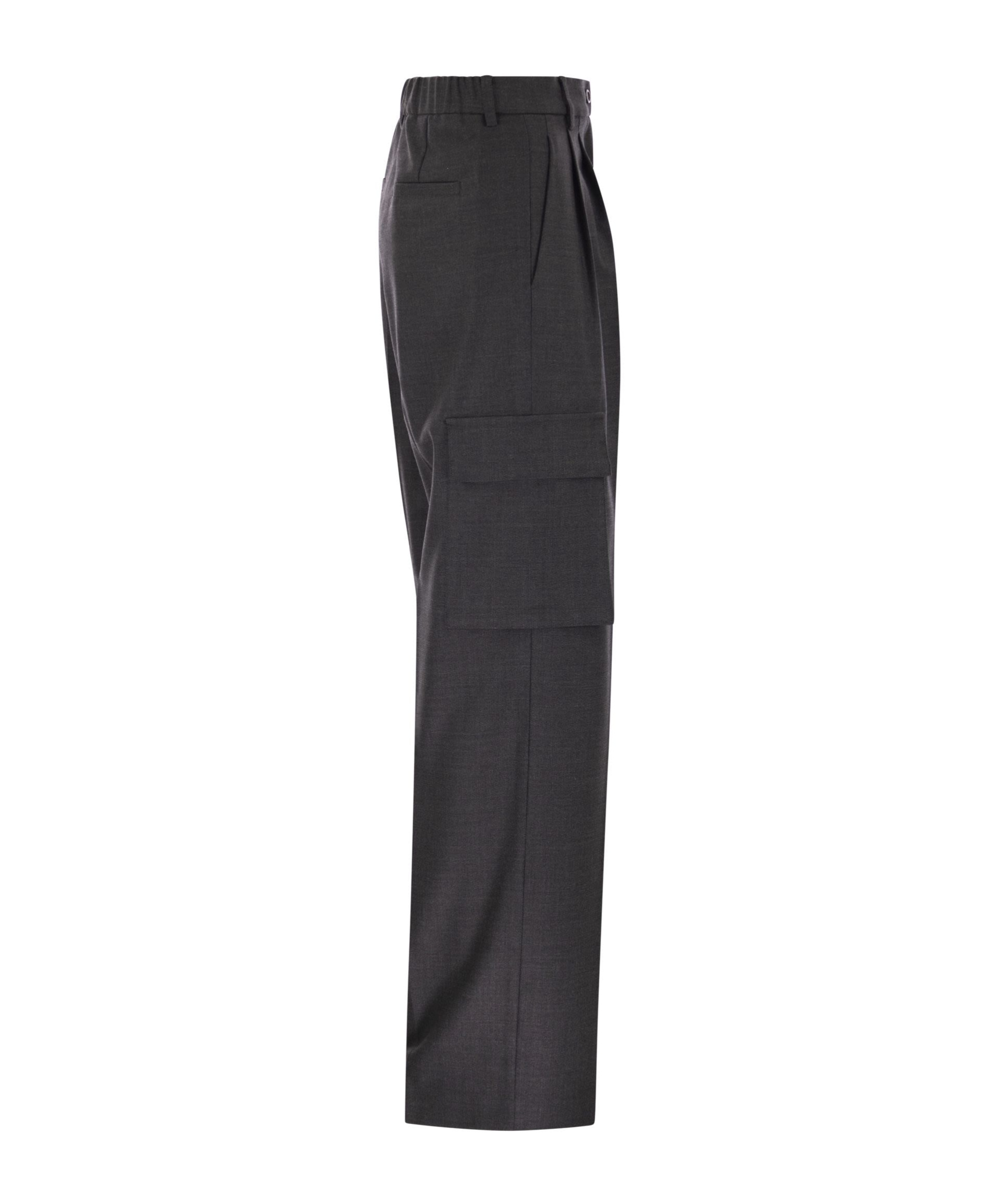Herno Cargo Trousers In Wool And Viscose Blend In Black