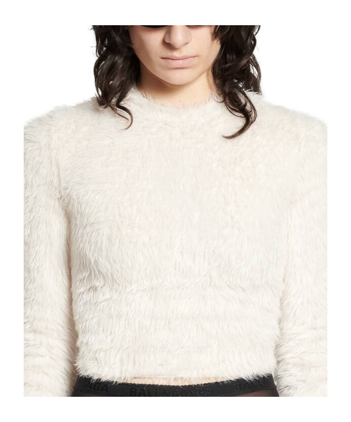Balenciaga Cropped Jumper In White
