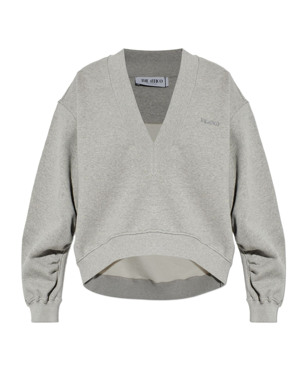 Attico The Logo Embroidered V-neck Sweatshirt In Gray