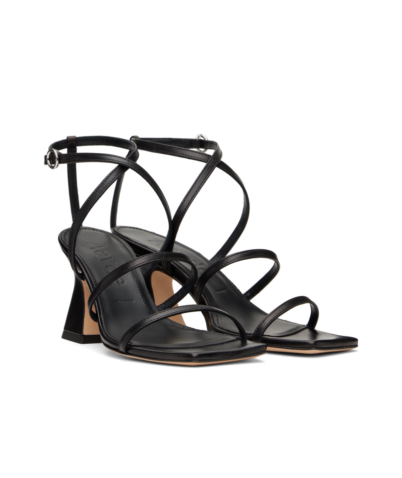 Aeyde Black Edda Leather Heeled Sandals