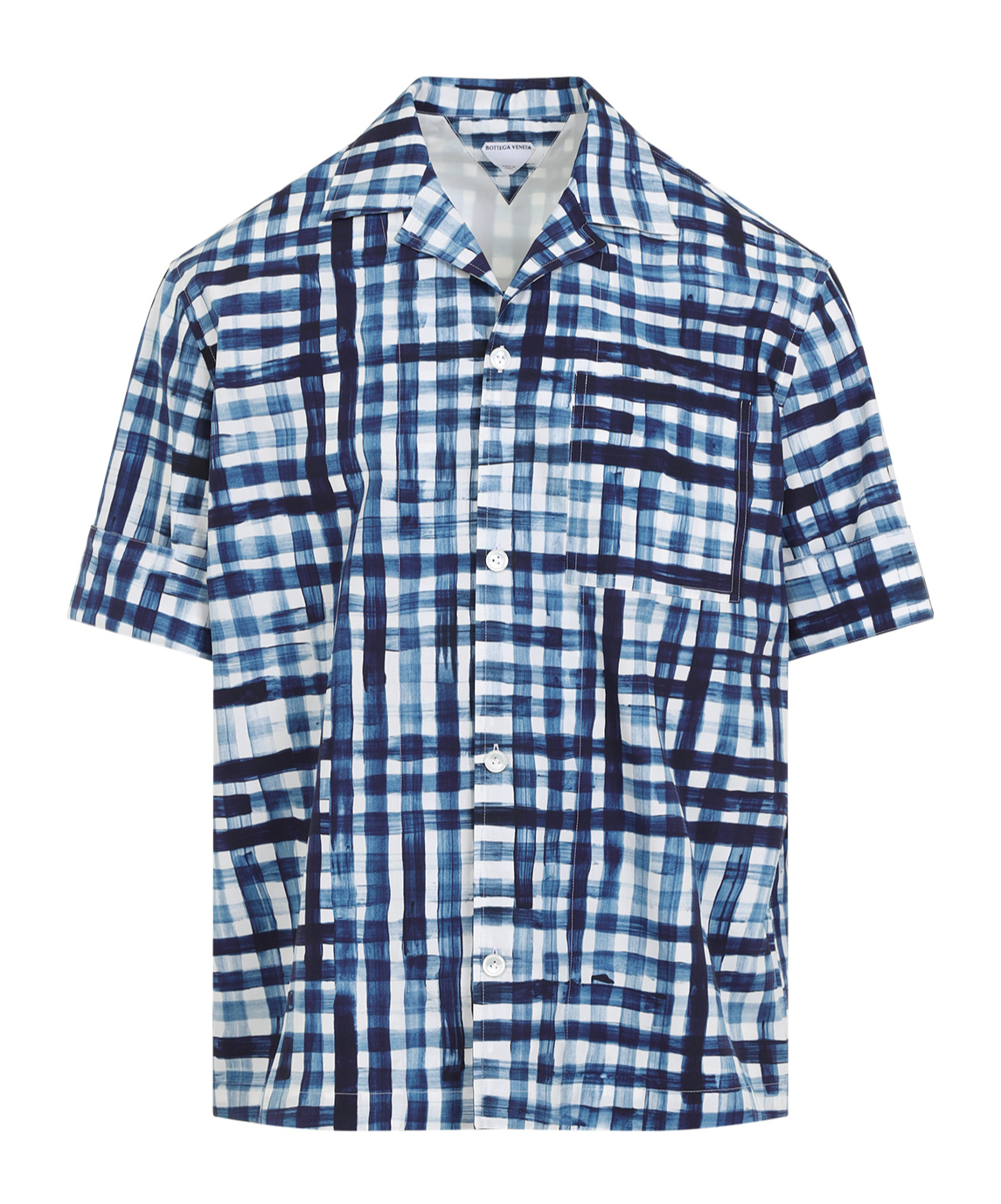 Bottega Veneta Printed Check Bowling Shirt In Blue