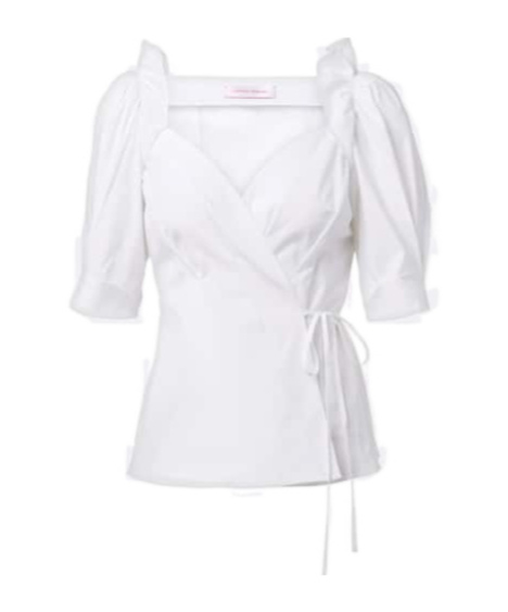 Carolina Herrera Cotton-blend Wrap Top In White