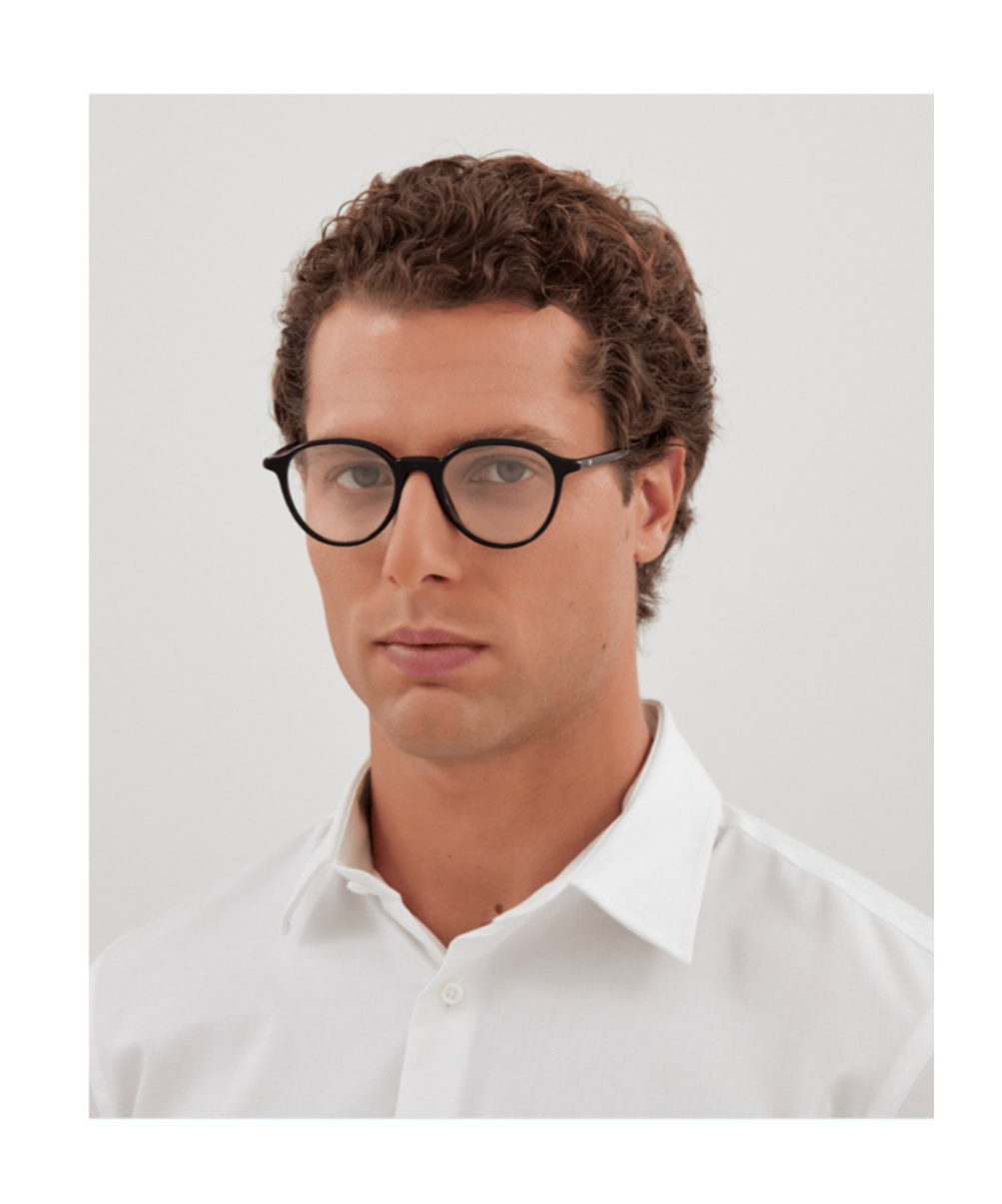 Montblanc Logo-plaque Round-frame Glasses In Black