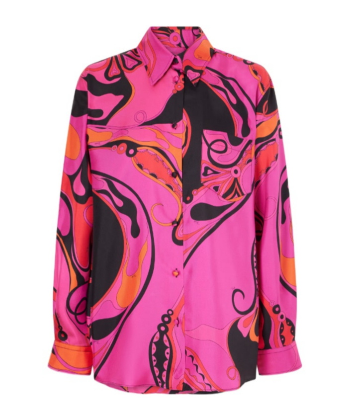 Pucci Printed Silk Twill Shirt In Pink