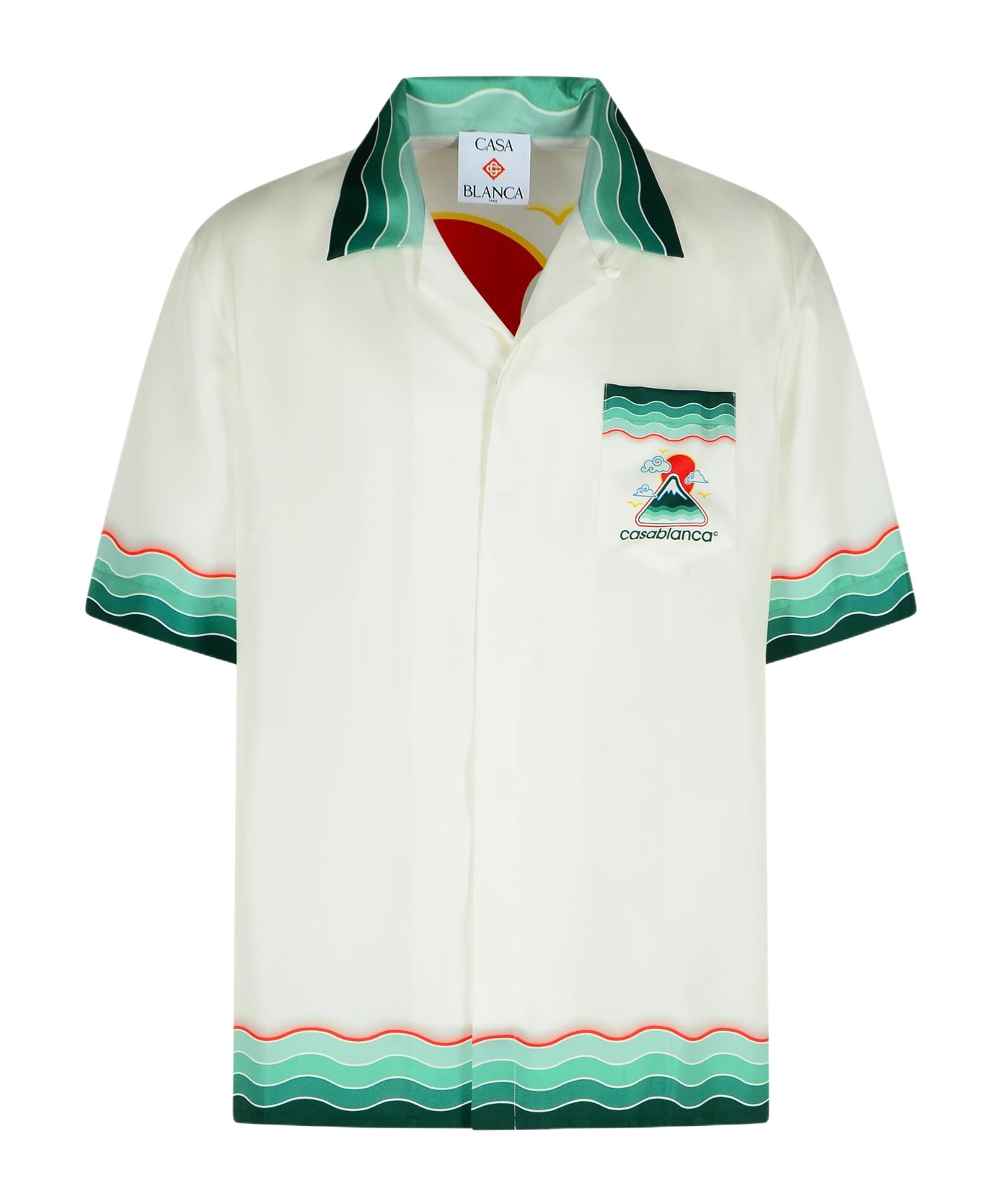 Casablanca Convertible-collar Printed Silk-twill Shirt In Green