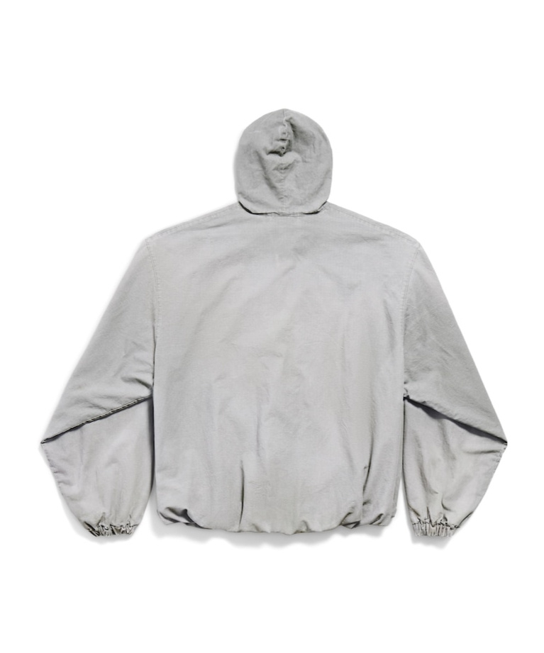 Balenciaga Oversized Cotton Logo Jacket In Gray