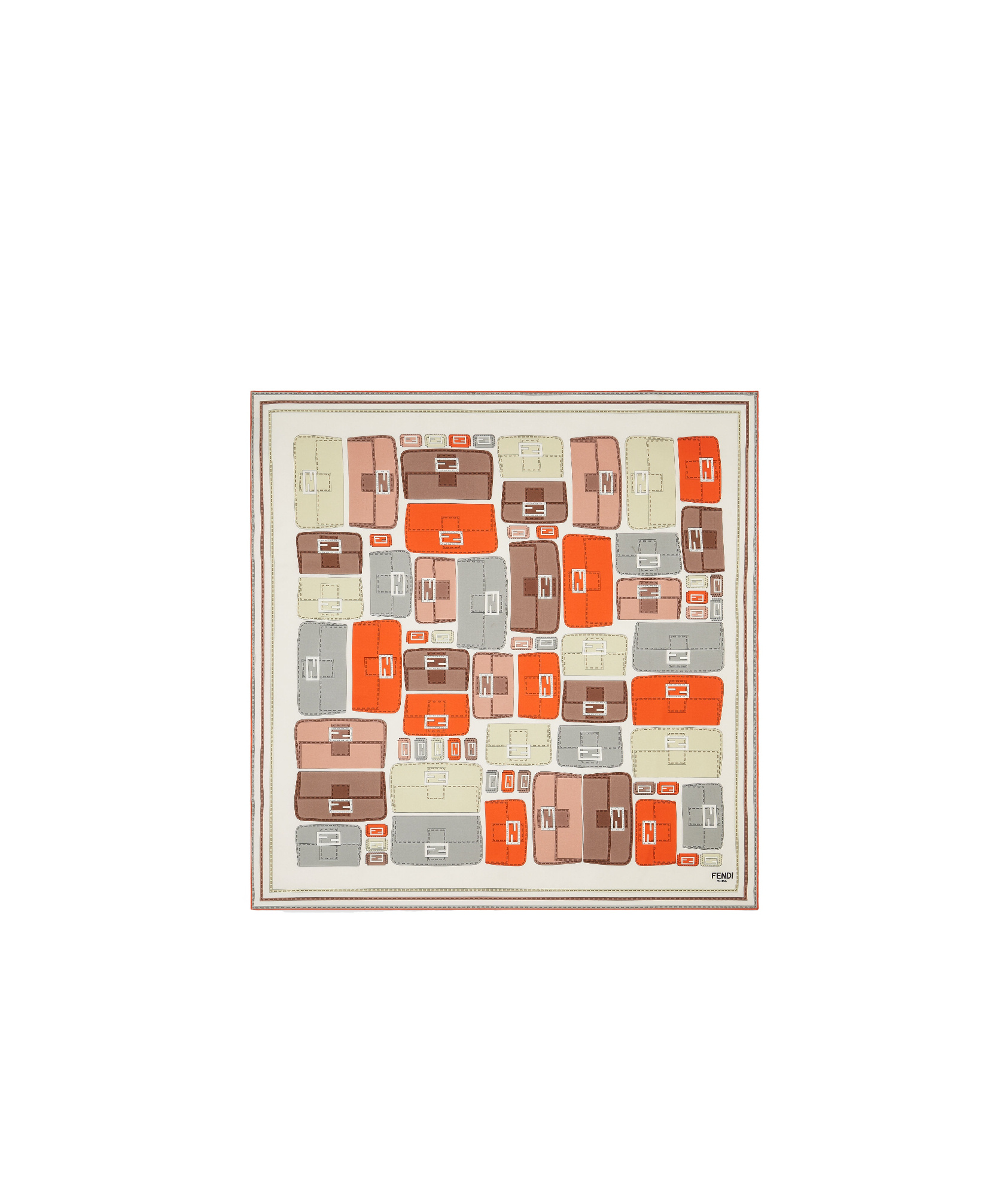 Fendi Square Silk Scarf In White