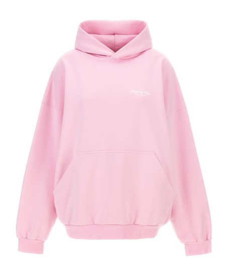 Shop Balenciaga Logo Printed Destroyed Hoodie In Pink