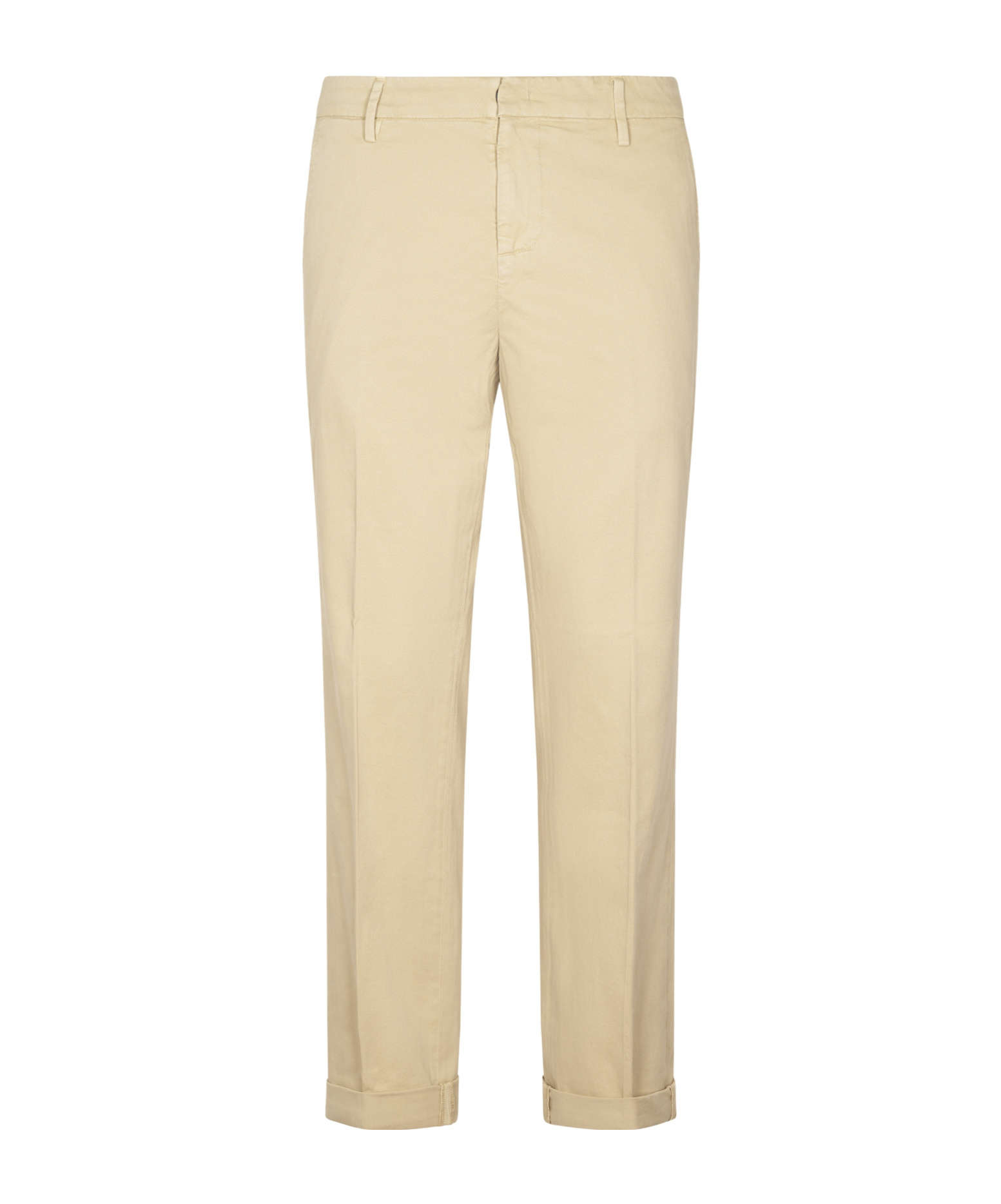 Dondup Straight Cotton Trousers Rolled Cuffs In Multi