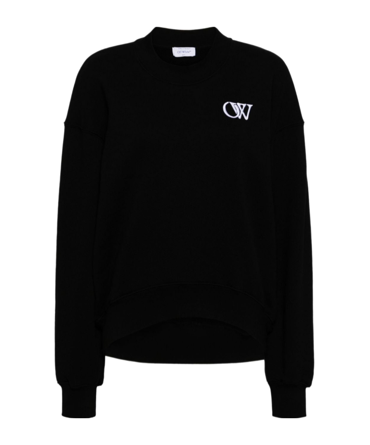 Off-white Black Embr 'ow' Over Crewneck Sweatshirt In Black