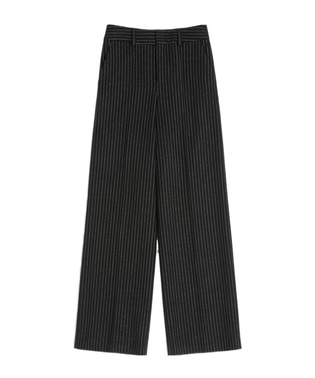 Valentino Pinstripe Trousers In Wool And Silk In Black