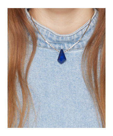 Isabel Marant Gold & Navy Pendant Necklace In Yellow
