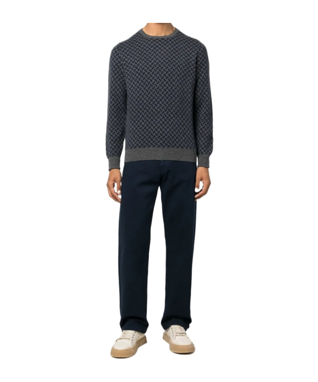 Drumohr Patterned-jacquard Cashmere Jumper In Black