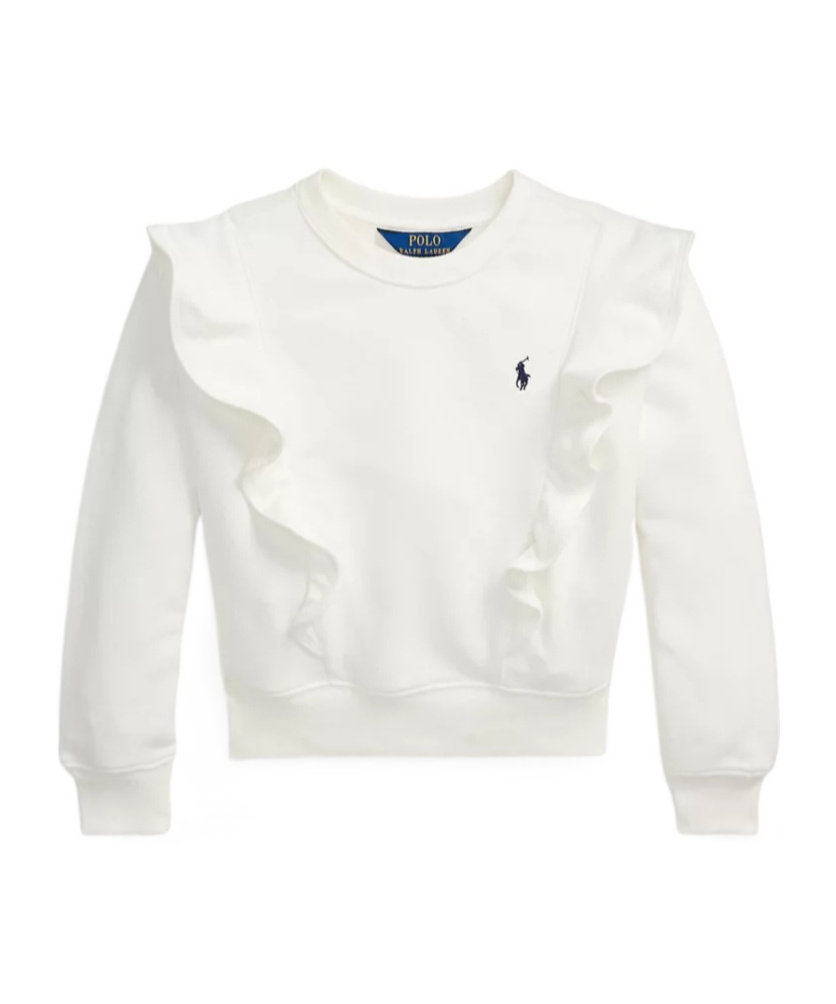 Ralph Lauren Ruffled French Terry Sweatshirt In White