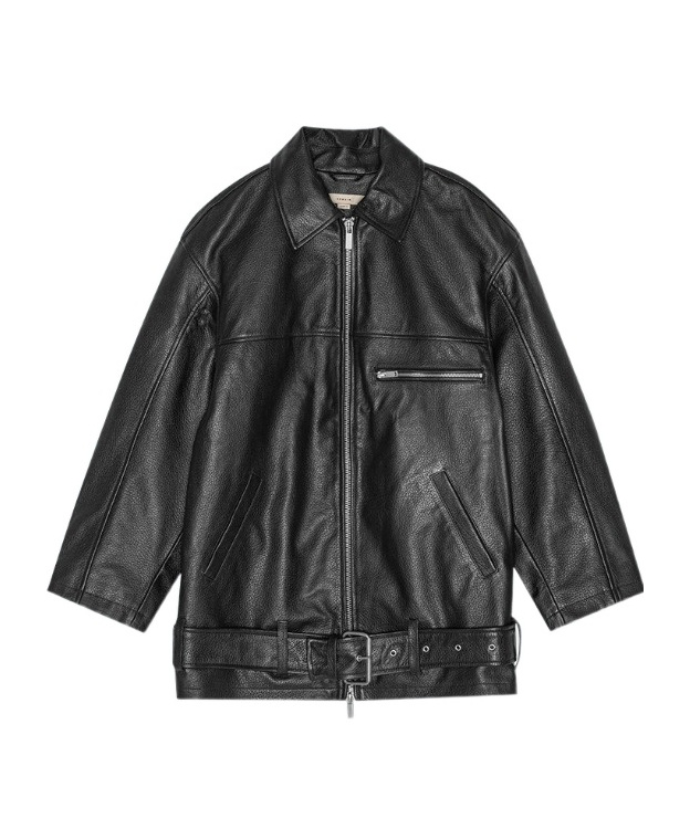 Remain Birger Christensen Black Oversize Leather Jacket In Black