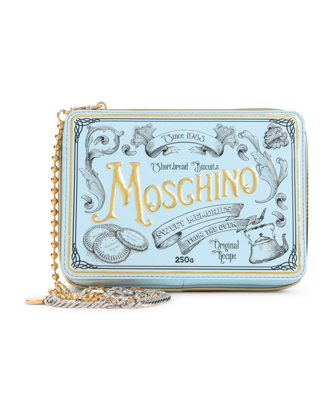 Moschino Square Shape Chain Shoulder Bag In Blue