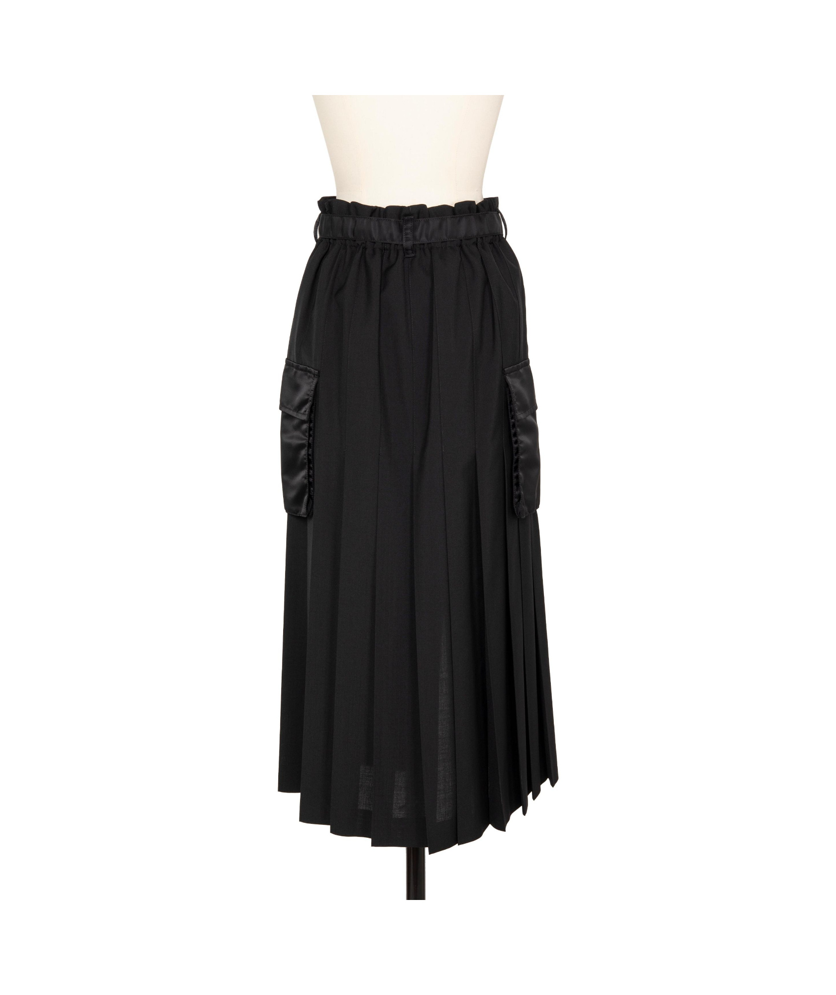 Sacai Black Suiting & Nylon Twill Midi Skirt In Black