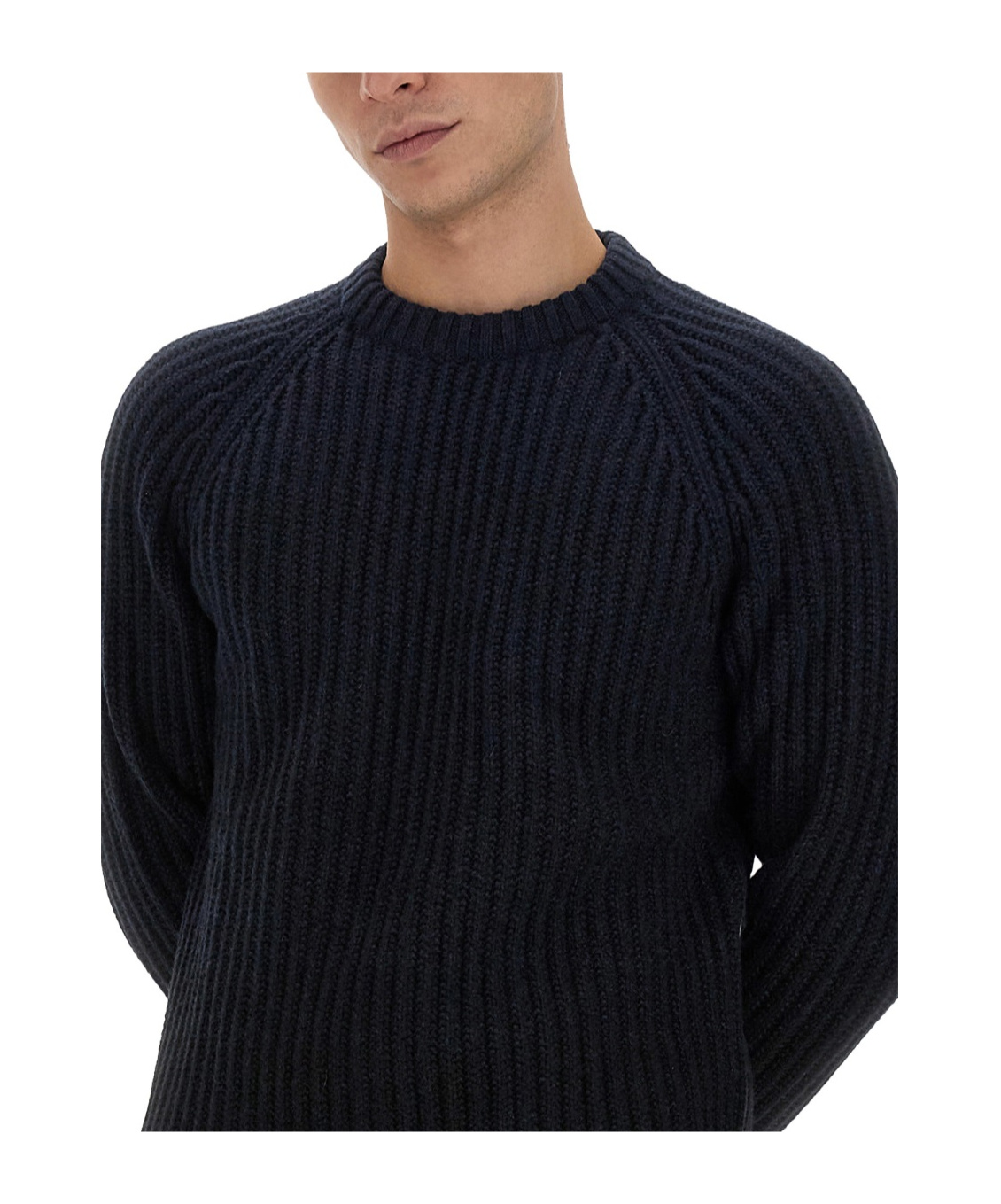 Brioni Ribbed And Braid Sweater Sweaters And Cardigans Blue In Black