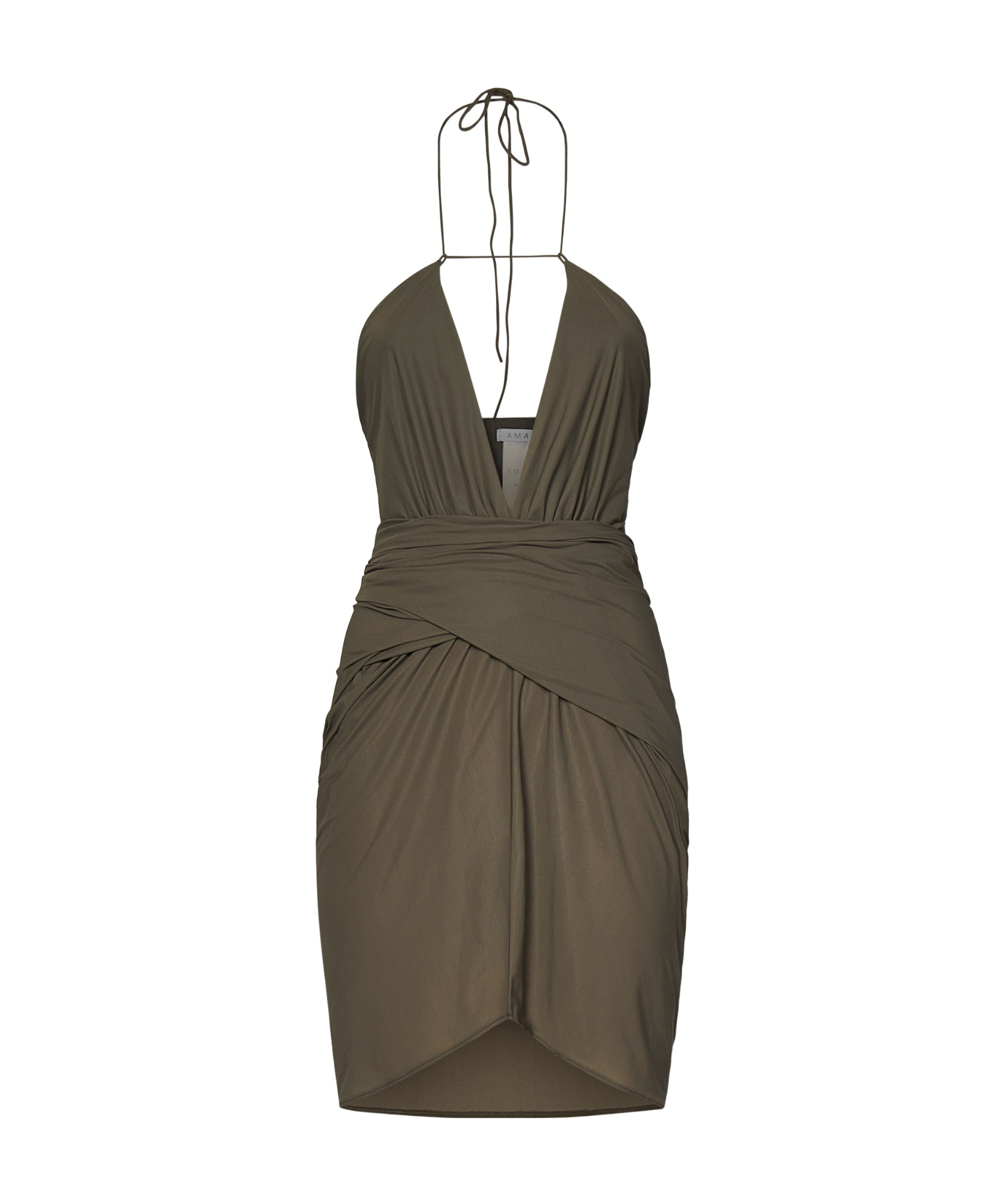 Amazuìn Amazuin Olive Green Mini Dress With Crossover Front