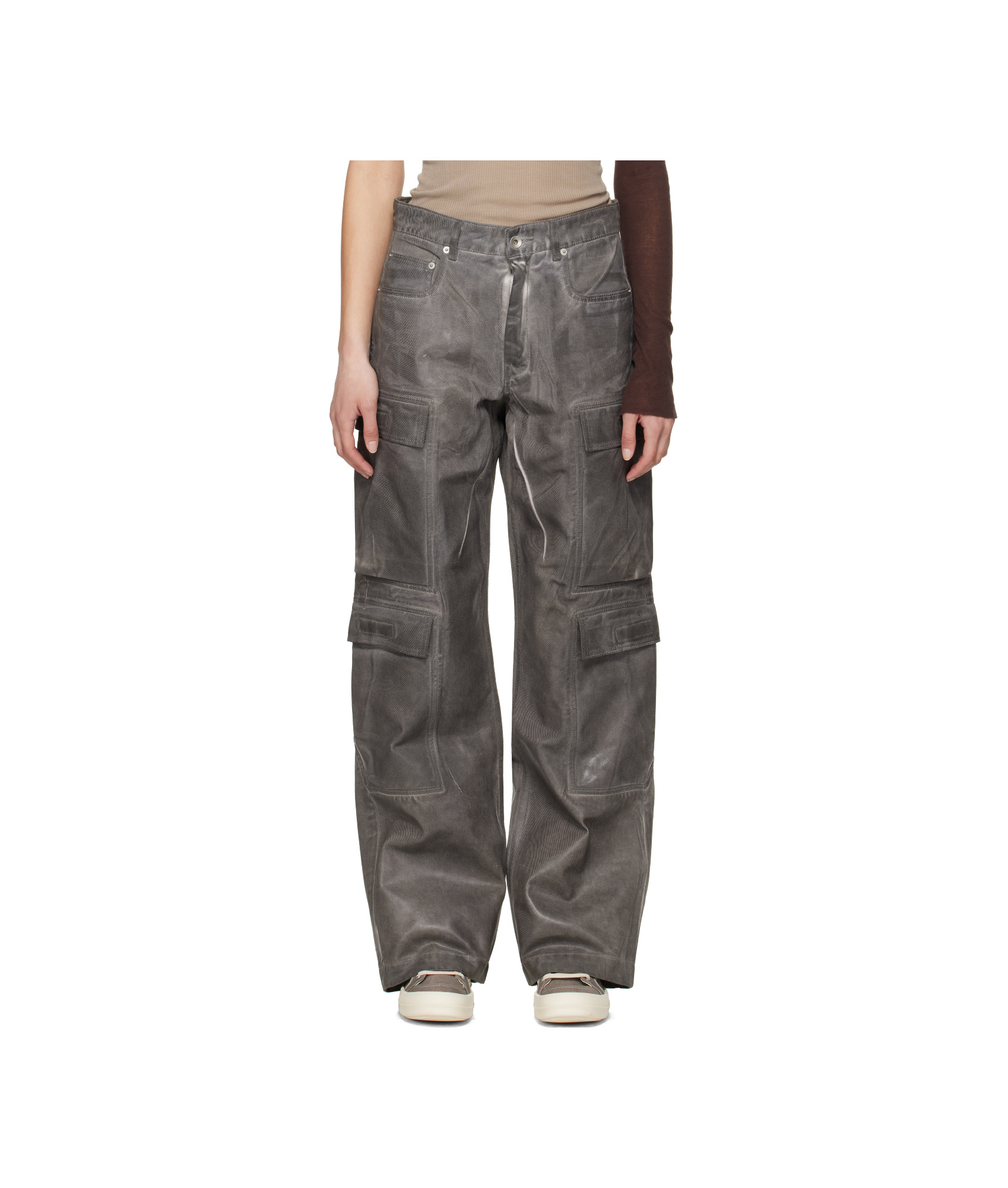 Shop Rick Owens Drkshdw Gray Hollywood Double Cargo Jeans In Black