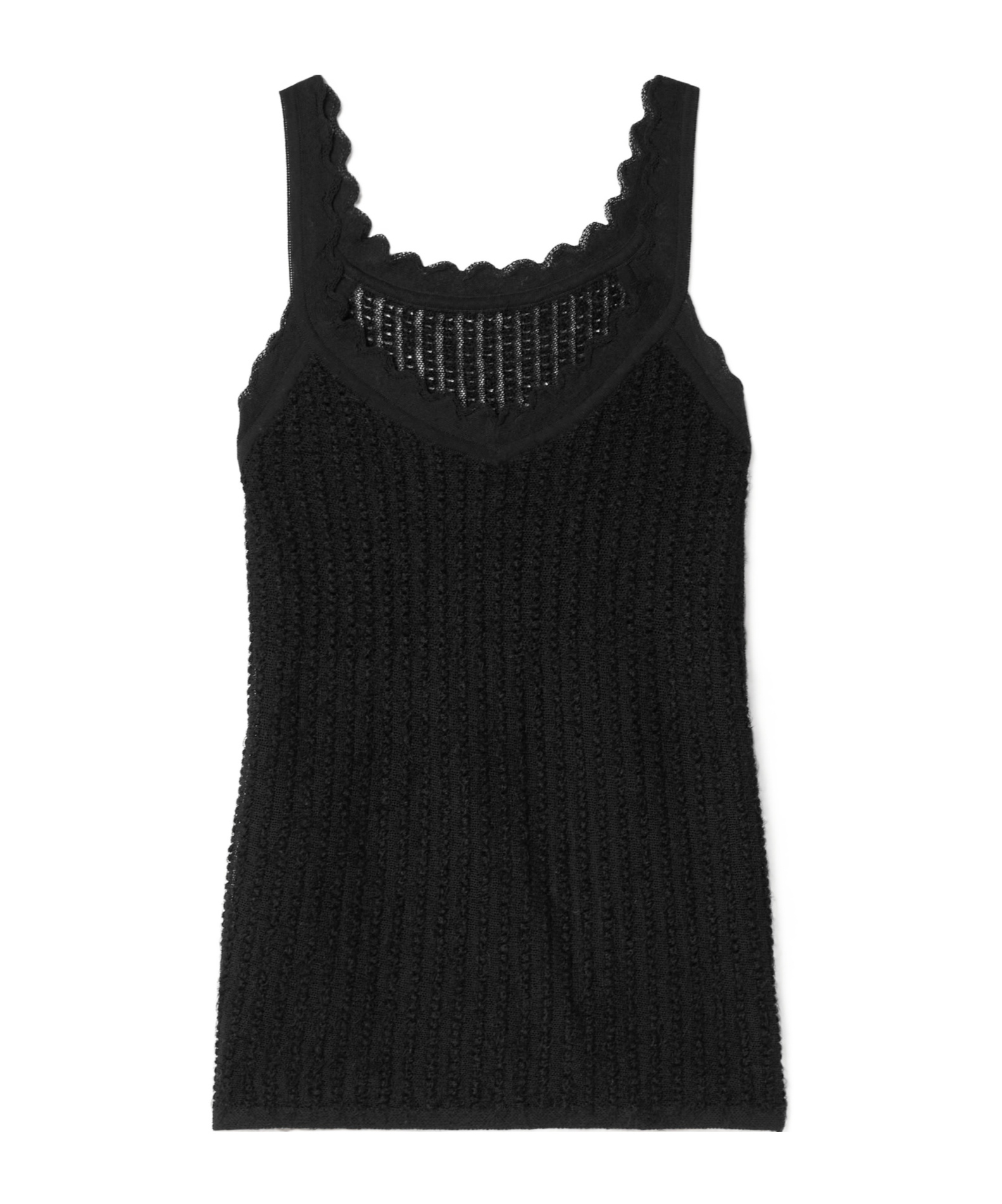 Khaite Ennio Scalloped Pointelle-knit Tank In Black