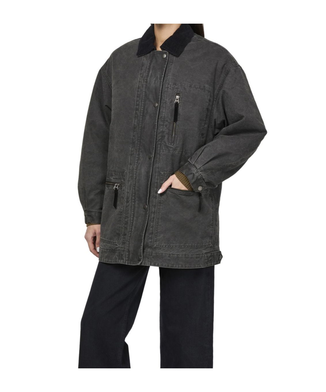 Isabel Marant Étoile Kimelia Coated Cotton Jacket In Black